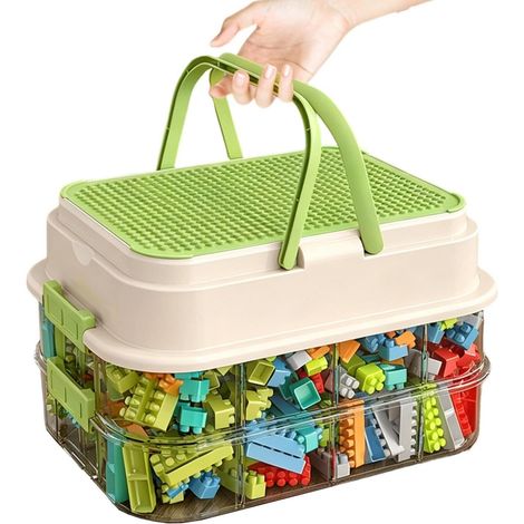 Bausteine Aufbewahrungsbox 3-lagiger Spielzeug-Organizer mit Deckel Bauklotz-Spielzeugcontainer für Eltern Mütter Spielzimmer Kita Vorschule Kindergarten Daheim Wohnung Wohnzimmer Umzug (1/5)