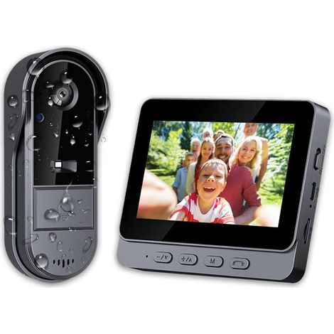 Sonnette sans Fil avec Caméra 1080P Étanche IP67, Visiophone Vidéo Extérieur avec Écran 4.3", Angle de Vision 170°, Vision Nocturne, Interphone Vidéo pour Maison, sans WiFi et APP