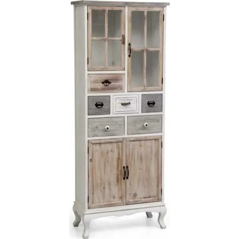 Shabby chic multifunktionales Möbelstück 70 x 35 x 183 cm mit antikem Design und Stauraum