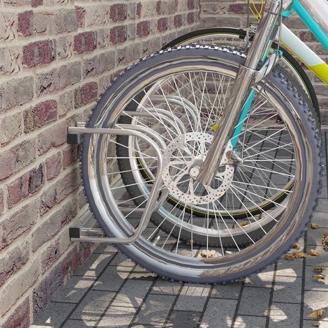 Soporte para bicicletas de suelo o pared, de acero, para 3 bicicletas, ruedas de hasta 55 mm, 70,5 x 33 x 27 cm, color plata.