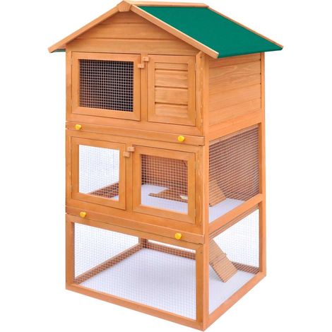 Kaninchenstall Kleintierhaus Hasenstall 3 Ebenen Holz