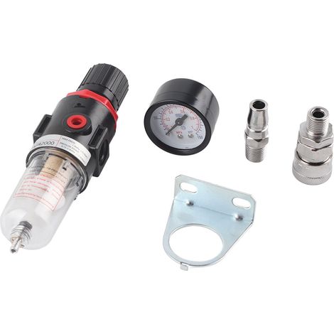 Filtre régulateur de pression d'air 1/4" avec séparateur eau-huile et support manomètre AFR2000 (1/5)