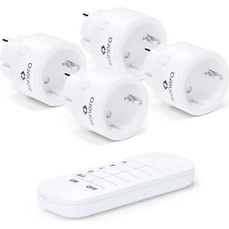 sonero® set presa wireless 2300 watt  1 telecomando, 4 prese interne, portata 30 m, design compatto, bianco (1/4)