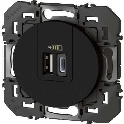 Legrand – Double prise USB-A+C 3A 15W encastrée – Indice de protection IP40 – Résistance aux chocs IK04 – Connexion par bornes à vis