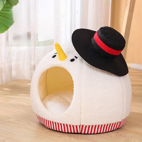 Maison Pour Chats - Maison Semi-Enclose En Polyester - Pour Intérieur - Hiver Et Toutes Saisons - 40x38x38 Cm - Blanche - 1 Pièce (1/5)