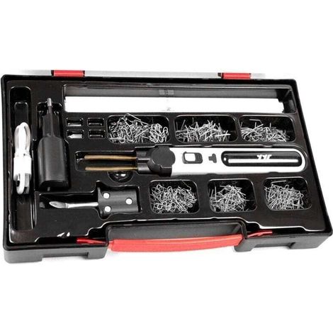 Machine de soudage portable pour plastiques, kit de réparation de fissures de panneaux, agrafeuse à chaud, découpe thermique, ensemble d'outils de réparation de trous en plastique avec lumi,de (1/4)
