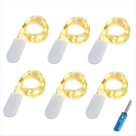 Lot de 6 Guirlande Lumineuse,20 LED,Fil Argenté,Pile CR2032,Décoration Noël Mariage (1/5)