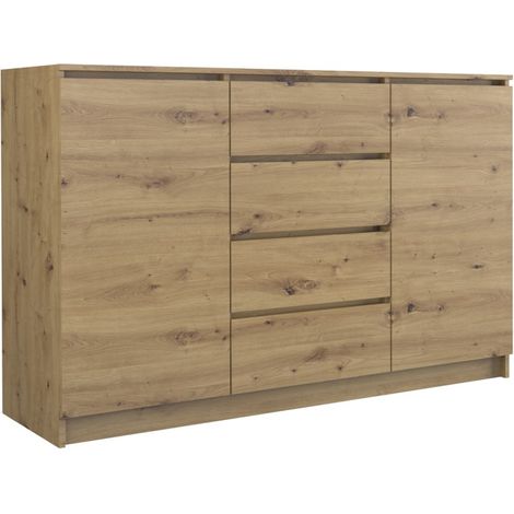 Kommode mit 4 Schubladen, 2 Schränke, 140cm, Artisan Sideboard Bella (1/5)