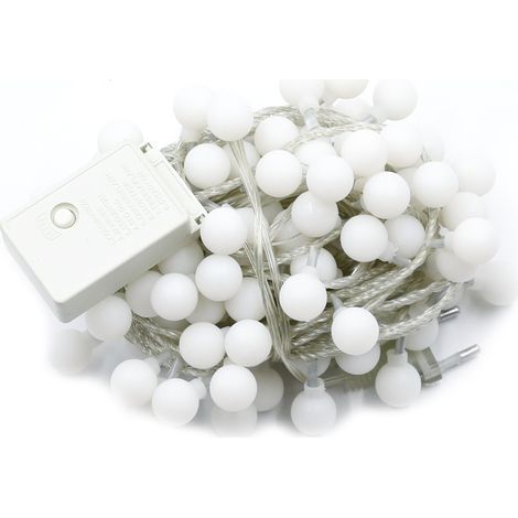 Guirlande lumineuse de 10 M, 100 boules lumineuses LED avec fiches, 8 modes, parfaite pour l'intérieur, un mariage, une décoration de fête, Noël, etc.