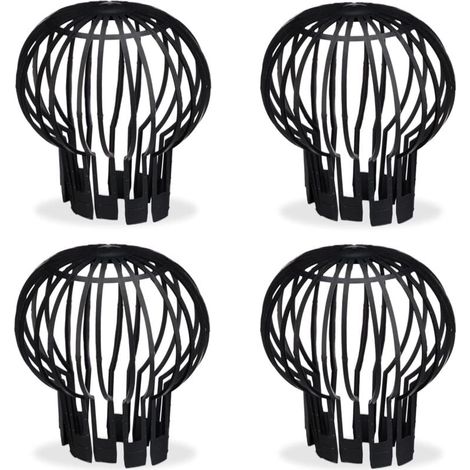 Dachrinnenfilter, praktisches 4er-Set, Kunststoff, Sieb, Schutz, Wasserdurchfluss, Ø 12 cm, schwarz (1/5)