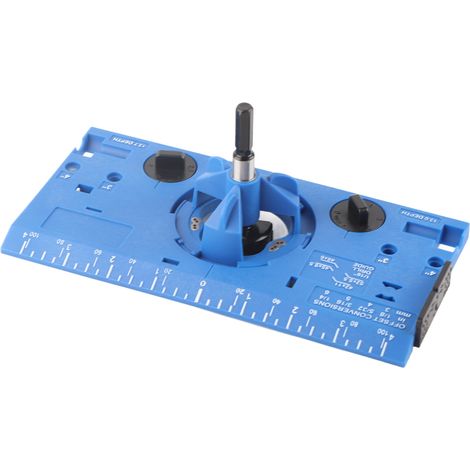 35-mm-Scharnierbohrlehre, Holzbearbeitungs-Scharnierlochbohrführung mit Fräser und 1/16-Zoll-Bohrer, blau (1/5)
