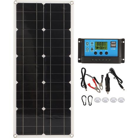 Panneau Solaire 30W IP65 Étanche 12V 24V Adaptatif Haute Puissance Protection Surcharge pour VR Caravane Bateau Remorque Contrôleur 10A (1/5)
