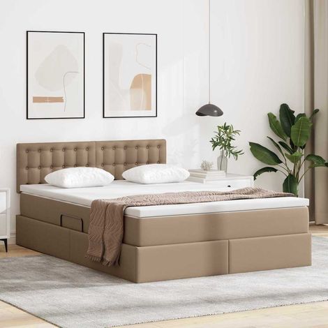 vidaXL Lit avec rangement et matelas Cappuccino 140 x 190 cm (1/5)