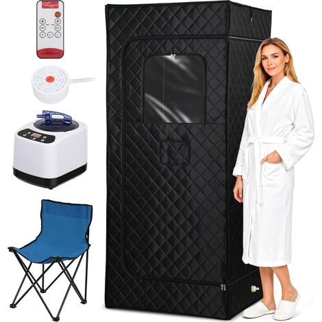 Jiubiaz Sauna a vapore mobile 1200 W, serbatoio 3 L, 9 temperature e sedia pieghevole (1/5)