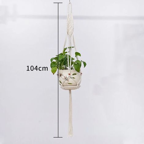 -5 Paniers suspendus en macramé faits main pour plantes, pots de jardin, supports pour balcon, décoration murale en macramé avec corde nouée, décoration intérieure (1/4)