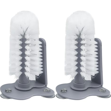 Lntyq 2 Pièces Brosse de Nettoyage Verre, Double Face Brosse à Verre, Brosse de Lavage Verre avec Ventouse, Convient pour Les Bars, Les Éviers de Cuisine (1/5)