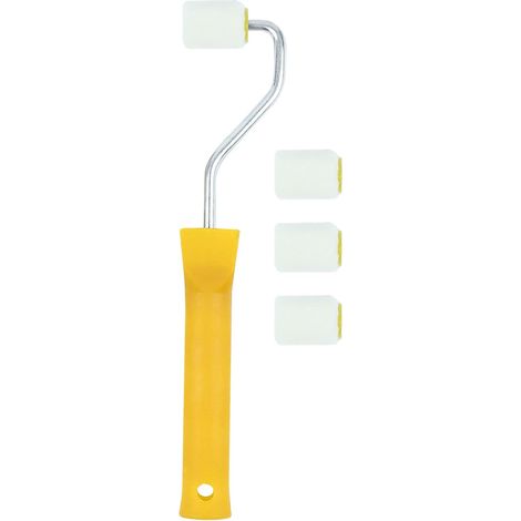 Rouleau Peinture Kit,Mini Rouleau à Peinture Rouleaux Laqueur Muraux en Rouleaux,1 Manche en plastique(20 cm) et 4 Têtes de brosse Petit(2,5 cm) (1/5)