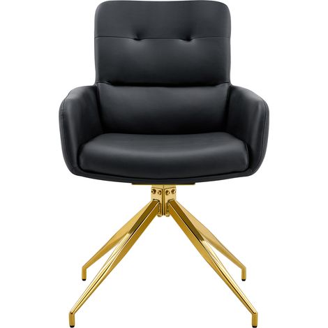 Essgruppe mit rundem Tisch und 2 Stühlen aus Hartglas 85 cm Schwarz-Gold MODENUIT (1/5)