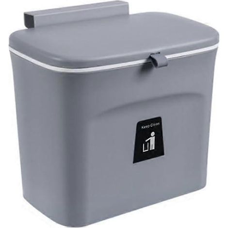 Petite poubelle de cuisine suspendue de 7 L avec couvercle, à placer sur le plan de travail ou sous l'évier, dans la cuisine ou la salle de bain. (1/5)