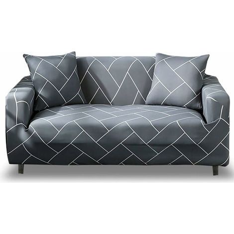 Stretch Sofa Cover with Armrests, Elastic Chair Cover, Magic Universe Sofa Cover, Non-Slip Sofa Protector (1-seater, light grey stripes), without pillowcase (1/5)