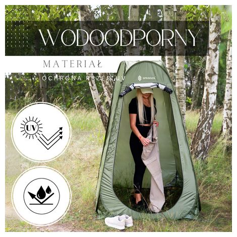 Tenda da spiaggia autosmontante 120x120x190 cm, spogliatoio mobile, verde. (1/5)