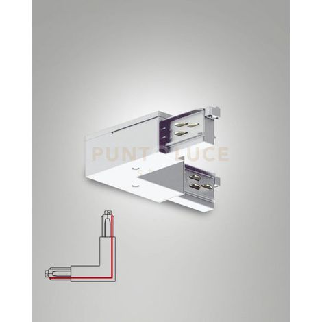 GIUNTO A "L" POLO ESTERNO BIANCO PER SISTEMA BINARIO TRACK 3 FASI+DALI