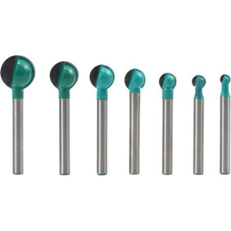 Fraise à Fond Rond Bois, 7PCS 6 mm Tige 6/8/10/12/14/16/19 mm Routeur Core Box Bits, Fraise à Rainurer pour Défonceuse Outil de Coupe Bit de Routeur