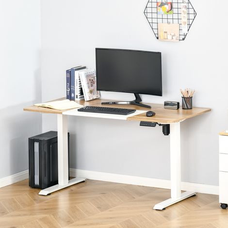 Scrivania elettrica regolabile in altezza 140 x 70 cm, metallo bianco, DESVIAE (1/5)