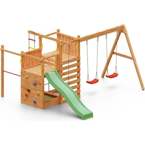 Parco giochi con scivolo Fungoo Climbing Star3 gioco in legno per giardino