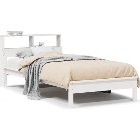 Maison Exclusive - Massivholzbett mit Regal ohne Matratze Weiß 90