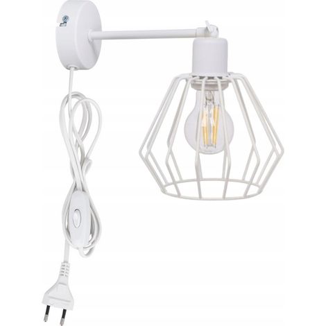 Metallene Wandleuchte mit Diamantschirm, Nachttischlampe, Wandleuchte mit LED-Stecker (1/4)