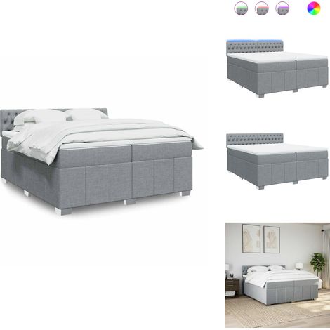 Sommier à lattes de lit avec matelas Gris clair 200x200cm Tissu - Sommier À Lattes De Lit - Sommiers À Lattes De Lit - Lit - Meuble De Chambre À Coucher (1/5)