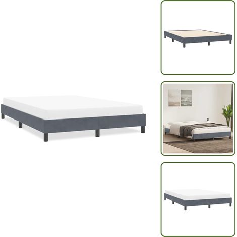 Cadre de lit sans matelas gris foncé 140x210 cm velours - Cadre De Lit - Cadres De Lit - Lit - Meuble De Chambre À Coucher (1/5)