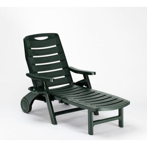 Oferta Stock 15 tumbonas de plástico plegables para piscina y playa Premiere - Verde oscuro