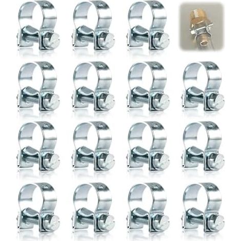 15 Pièces Collier de Serrage Métallique Inox 12-14mm, Colliers Tuyau, Réglables pour Pince Echappement et Tuyau Carburant - (1/5)