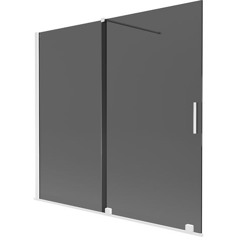 Mexen Velar Duschabtrennung 2-teilig verschiebbar 170 x 150 cm, Graphit, Weiß - 896-170-000-41-20 (1/2)