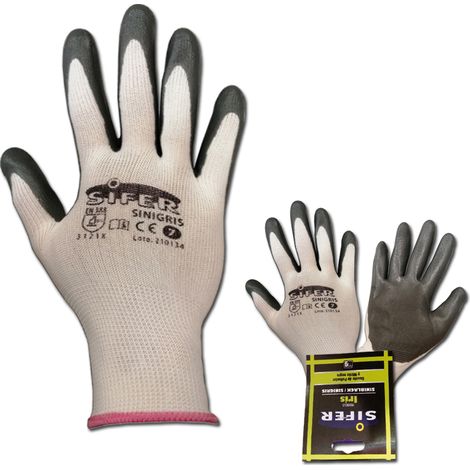 Gant en nitrile gris Sifer, double couche de nylon, XXL, taille 11