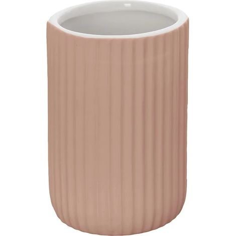 Portaspazzolini bagno da appoggio rosa in ceramica soft touch Spring (1/5)
