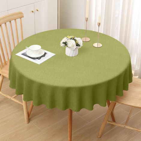 Runde Tischdecke 140 cm Leinenoptik Grün mit Lotuseffekt