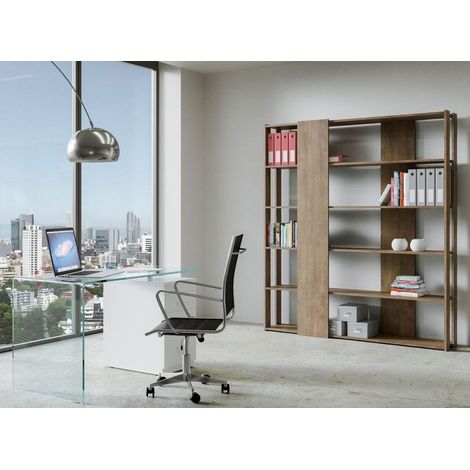 Bibliothèque bois foncé noyer Kambi 178 cm (1/4)