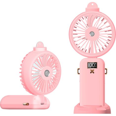Ventilateur brumisateur portable – batterie 5000 mAh – 5 vitesses réglables – ventilateur pliable USB rechargeable – pour voyage et bureau
