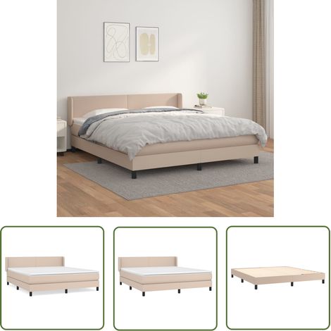 The Living Store Boxspringbett Matratze Cappuccino-Braun 160x200 cm Kunstleder - Boxspringbett - Betten - Doppelbett - Kunstlederbett - Lattenrost (1/5)