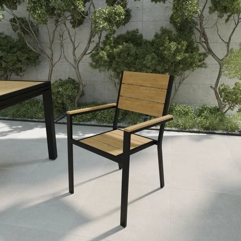 Chaise d extérieur à lattes en polywood noir Camir (1/4)