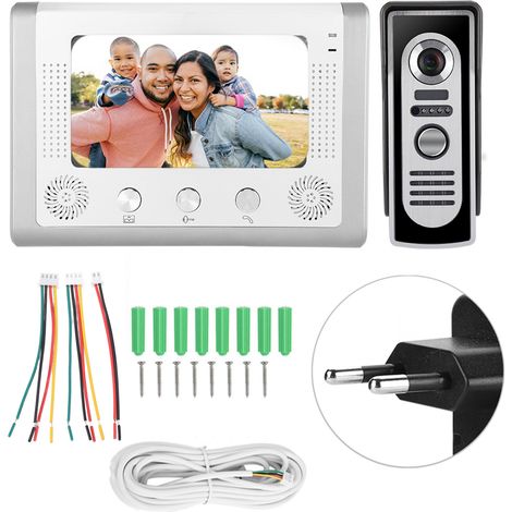 Interphone vidéo filaire avec écran couleur TFT LCD 7 pouces, vision nocturne infrarouge, 100-240 V (UE)-AquaForge