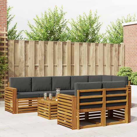 vidaXL Sofagarnituren 9 pcs Natur und Anthrazit Massivholz Akazie (1/5)