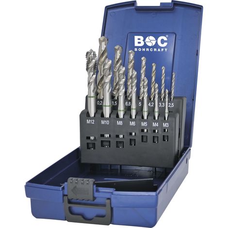 Bohrcraft Maschinengewindebohrer-Satz Gewindebohrer M3-M12 HSS-E 40° RSP 14-tlg. MGB 14 S-K (1/2)