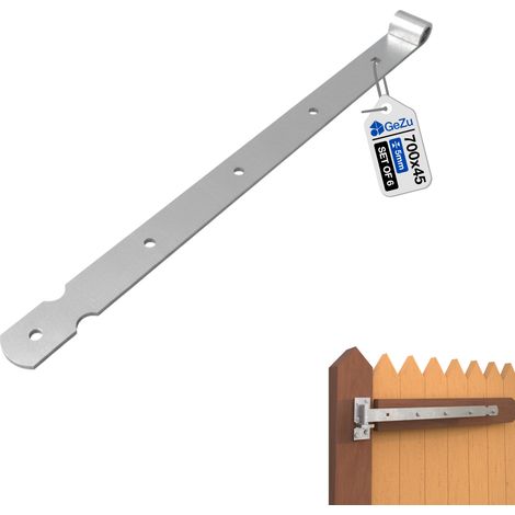 Lot de 6 Charnières de portail 700 mm – Galvanoplastie – Penture bout droit – Pentures lourdes avec gonds sur platine – Fixation robuste pour portails et structures bois – GeZu Impex