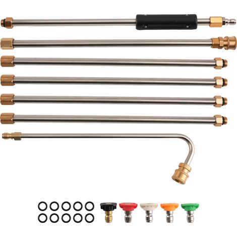 High  Pressure Washer Spray Gun Extension Wand Lance Curved Rod O-rings 4000 PSI (1/5)