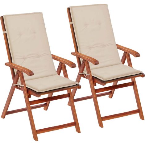 Set 2 cuscini per sedia da giardino in tessuto crema 120x50x3 cm DEC021546