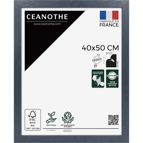 Cadre Photo Bleu 40x50 cm et 50x40 cm - Cadre Photo Bois FSC - Convient au Format A3 – Fabriqué en France – Cadre Photo Karma Bleu - Verre acrylique Incassable (1/5)